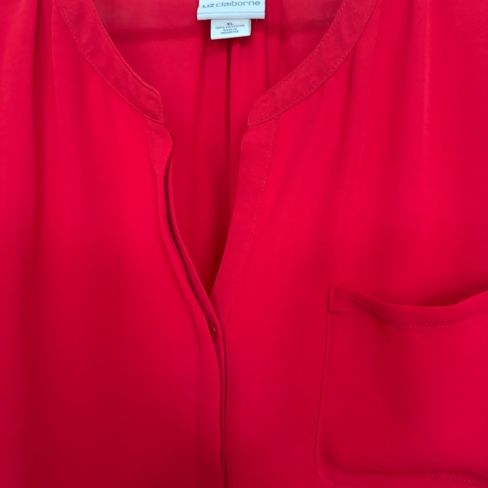 Liz Claiborne Scarlet V-Neck Sheer Blouse - Picture 3 of 9